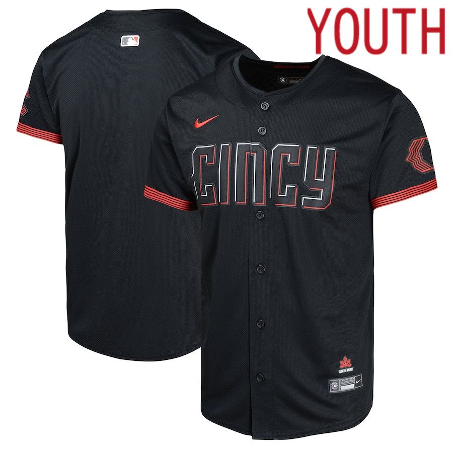Youth Cincinnati Reds Blank Nike Black City Connect Limited MLB Jersey->customized mlb jersey->Custom Jersey